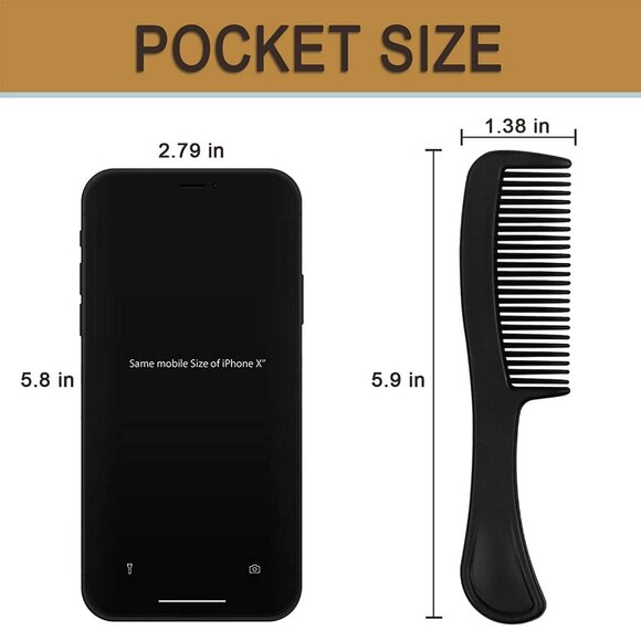 60 Pack Widen Combs Black Plastic Individually Wrapped for Hotel Airbnb Travel